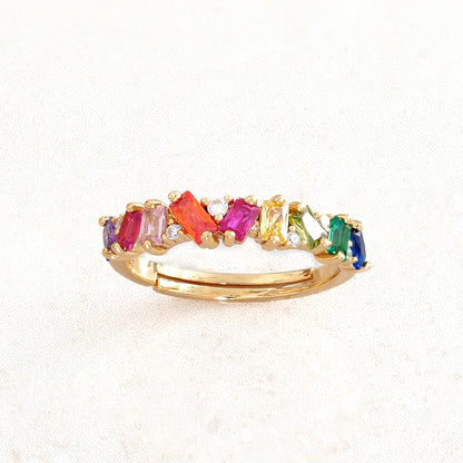 You Are the Rainbow of My Life  Colorful Crystal Ring