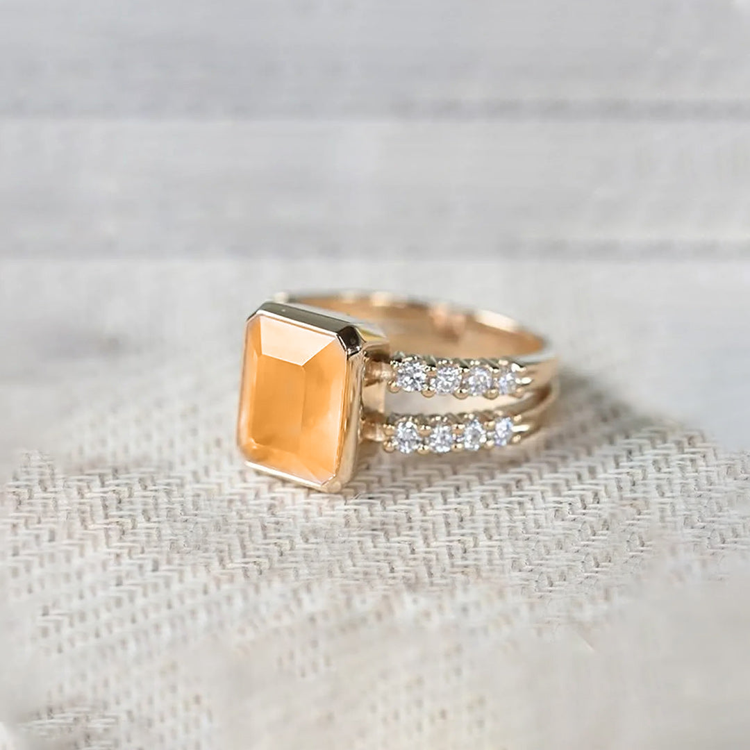 Multiple Sclerosis Awareness-Orange Quartz Ring