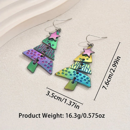 🎄Mixed Metal Christmas Tree Drop Earrings