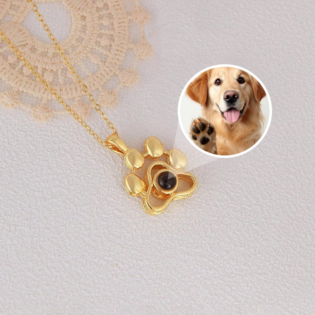Personalized Paw Photo Projection Necklace
