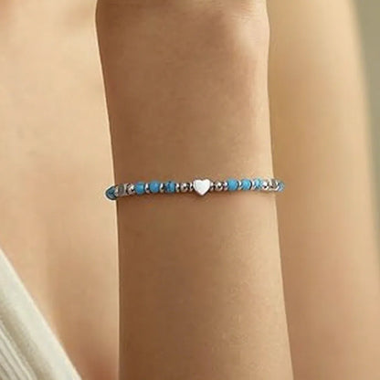 To My Granddaughter-Always keep me in your heart Turquoise Heart Bracelet