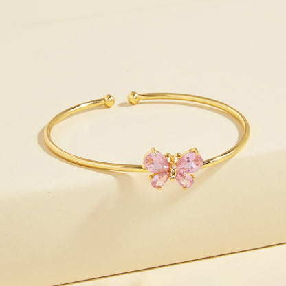 For memorial-Crystal Butterfly Open Bracelet