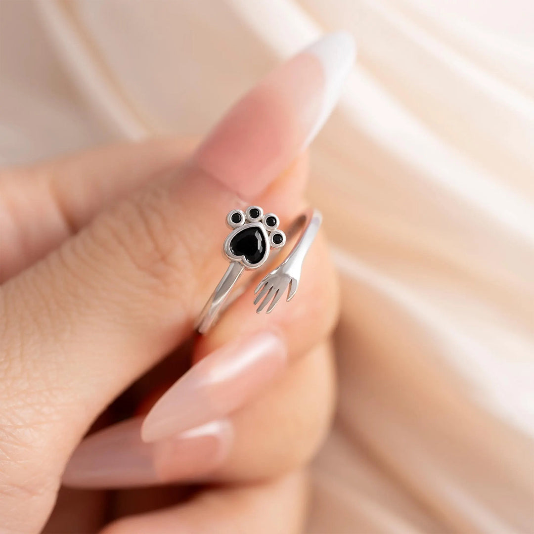 For Pet -Pet Paw Sterling Silver Hug Ring