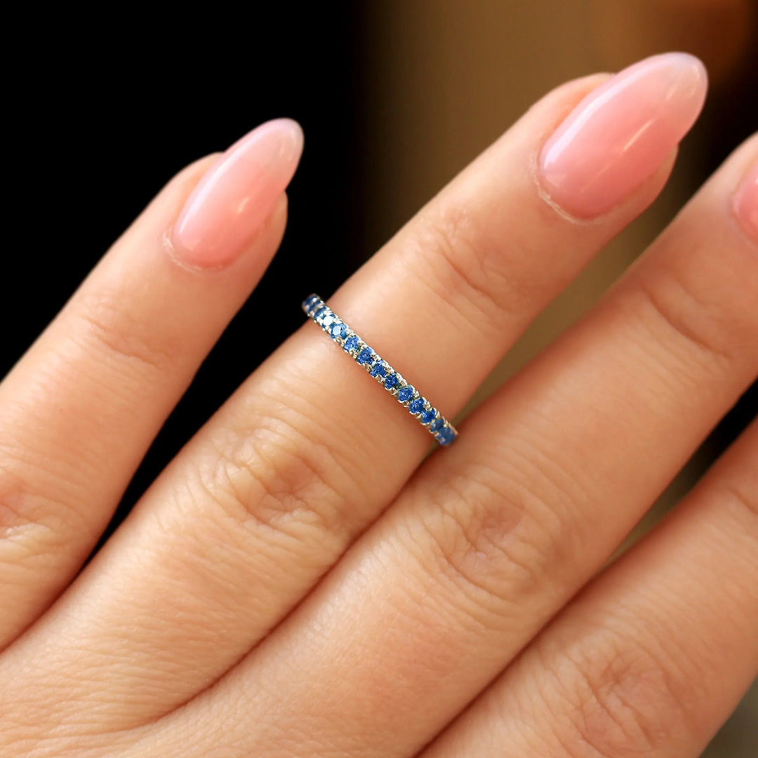 Blue Crushed Crystal Circle Ring