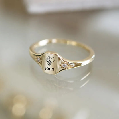 For Memorial- Always remember I am sending you my love Customized name diamond ring