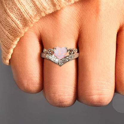 Fuck Breast Cancer - I Am Enough Crown Opal Ring