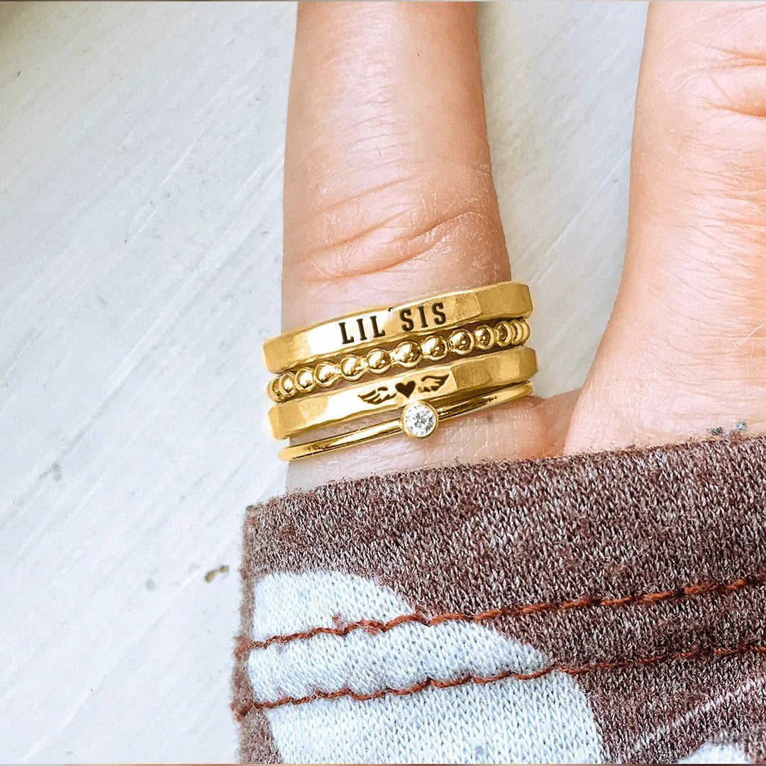 Mama Of An Angel Custom Name Stacked Ring - 4 Rings Set