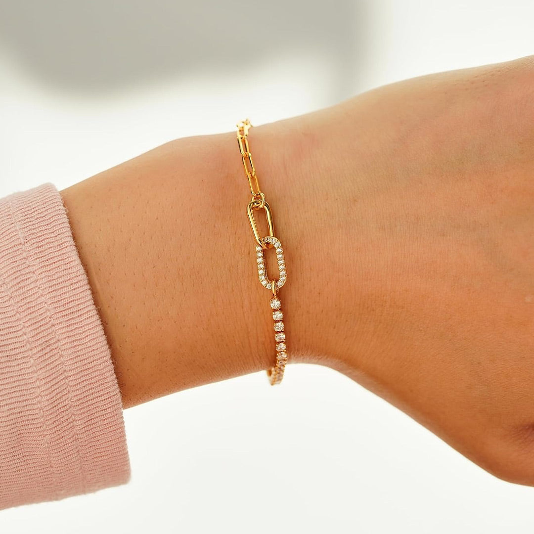For Love - forever linked together Double Link Gold Bracelet