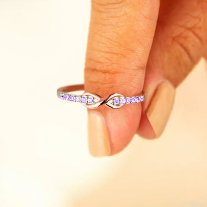 Alzheimer dementia awareness love and attention Purple Infinity Ring