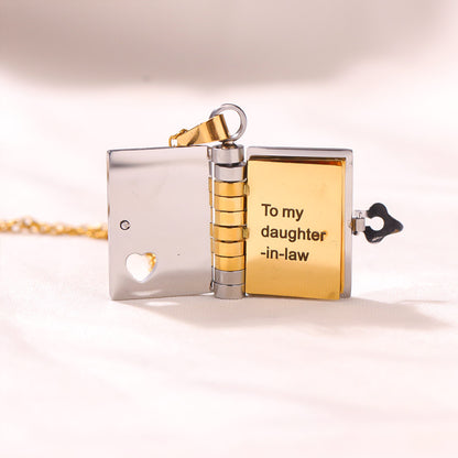 To my daughter-in-law Book necklace