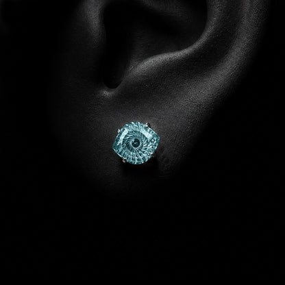 Evil Eye Crystal Stud Earrings – Spiral Cut Solitaire Gem Flat-Back Studs for Sensitive Ears (3 Colors)