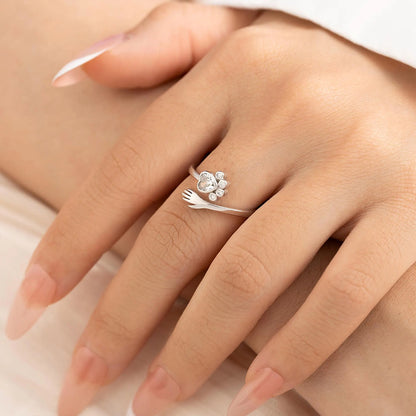 For Pet -Pet Paw Sterling Silver Hug Ring