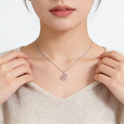 Breast Cancer Awareness-Pink Diamond Heart Necklace