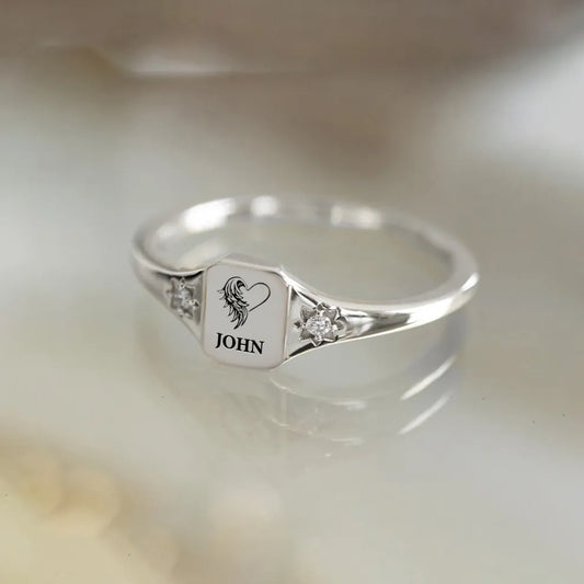 For Memorial- Always remember I am sending you my love Customized name diamond ring