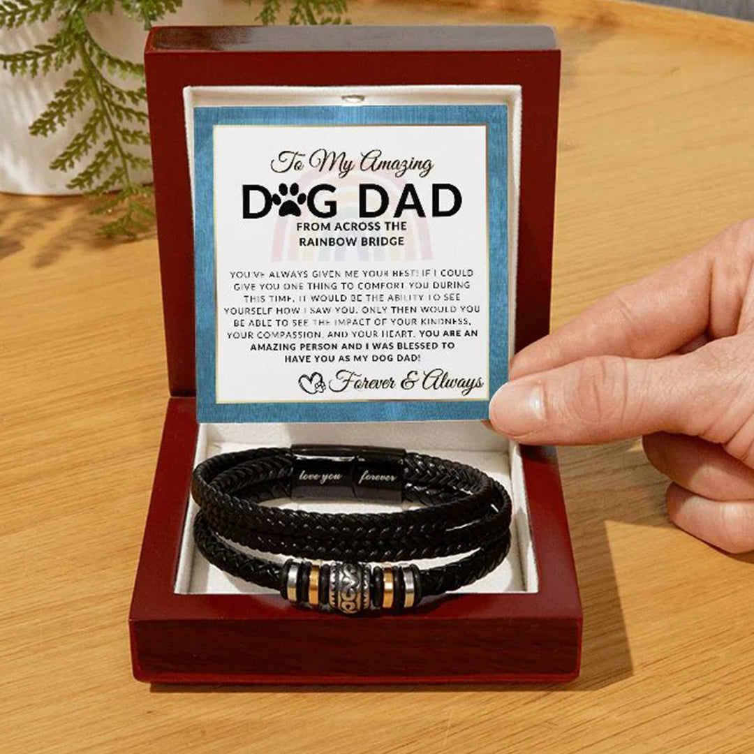 Dog Memorial Gift for Grieving Dog Dad: A leather bracelet to comfort and honor his beloved dog in heaven.