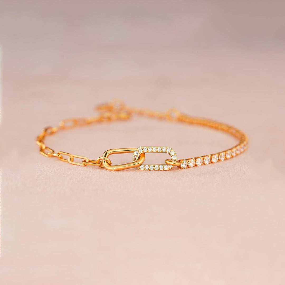 For Love - forever linked together Double Link Gold Bracelet