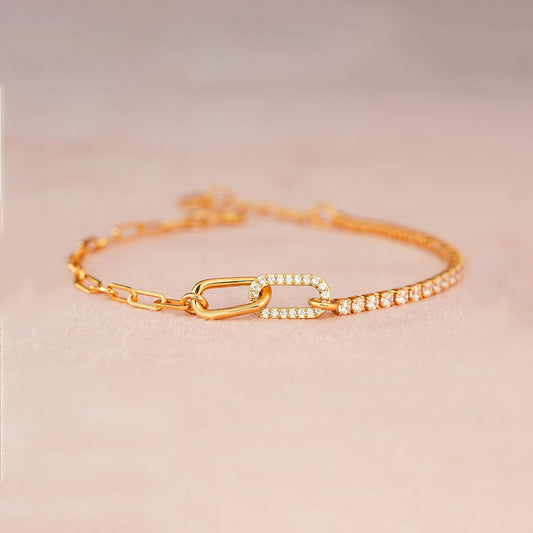 For Love - forever linked together Double Link Gold Bracelet