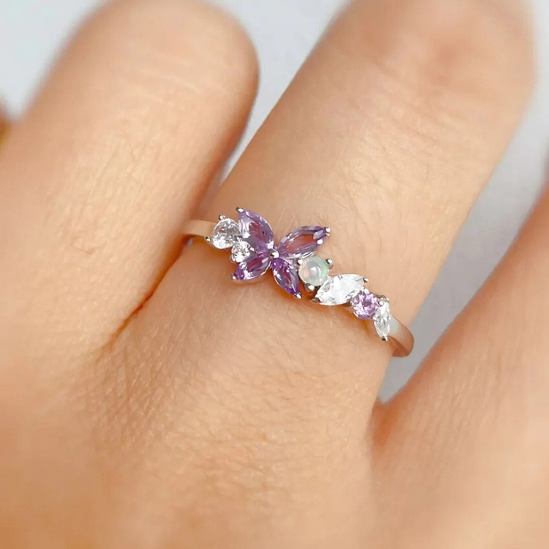 For Memories-Purple Butterfly Opal Ring