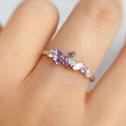 For Memories-Purple Butterfly Opal Ring