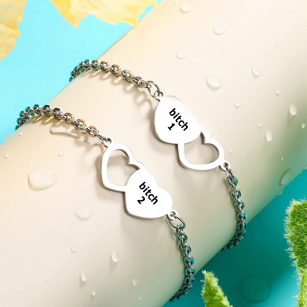 For Friend - You're My Favorite Bitch Heart Set Bracelet