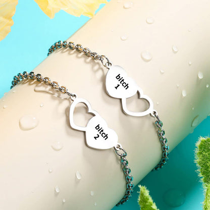 For Friend - You're My Favorite Bitch Heart Set Bracelet