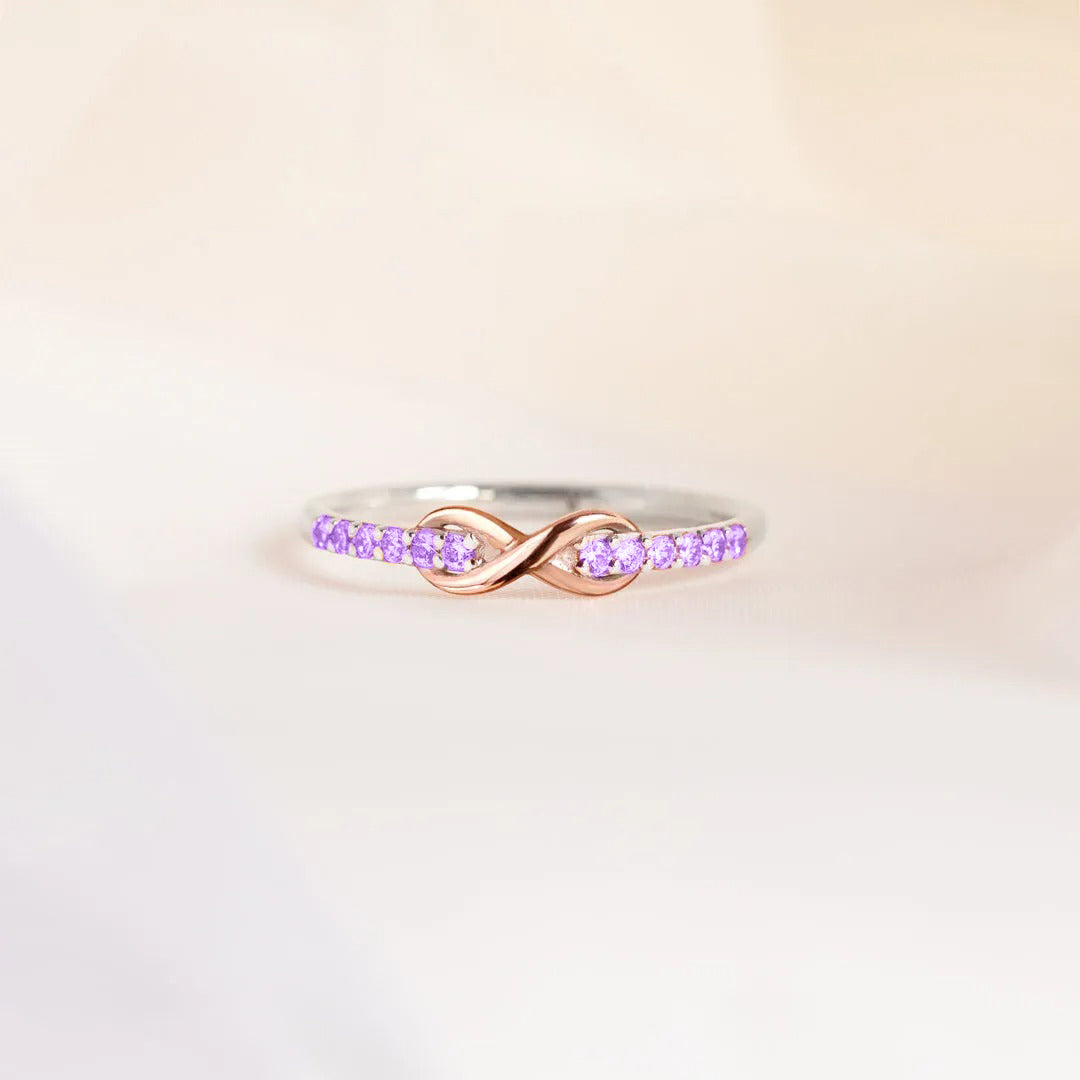 Alzheimer dementia awareness love and attention Purple Infinity Ring