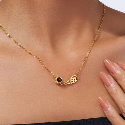 For Memorial - Wings projection photo custom necklace