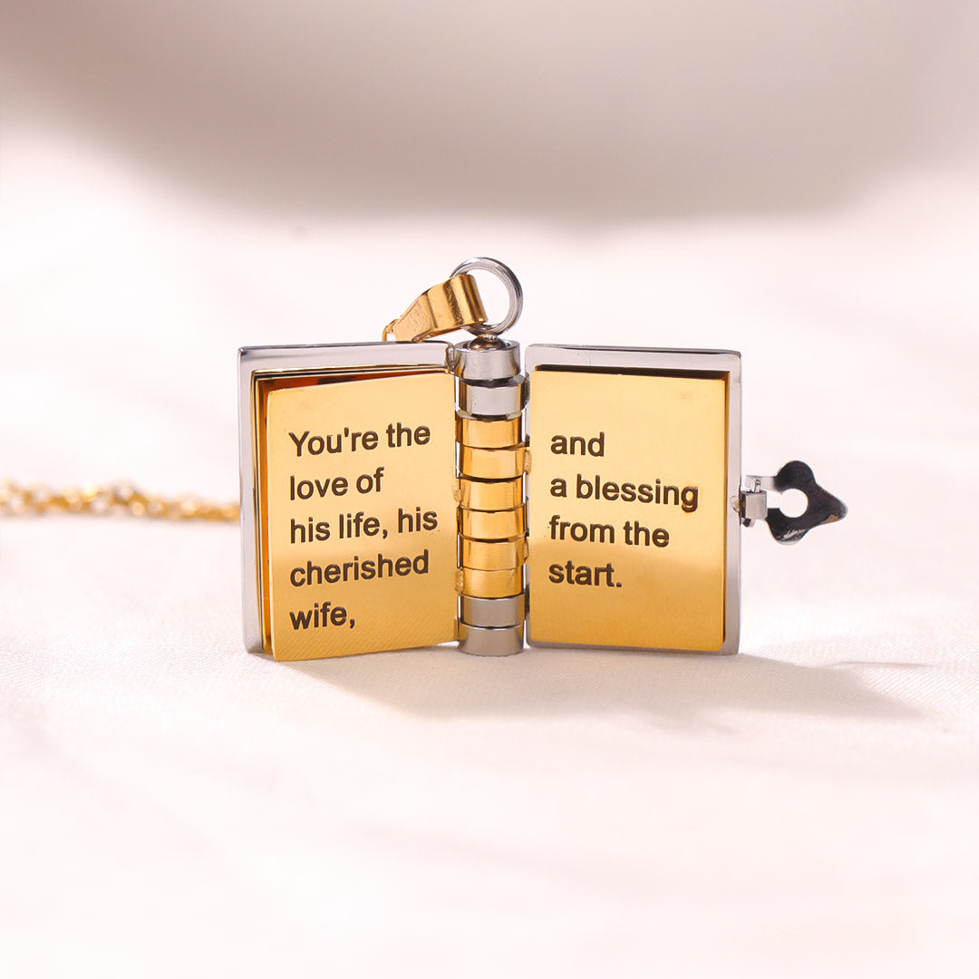To my daughter-in-law Book necklace