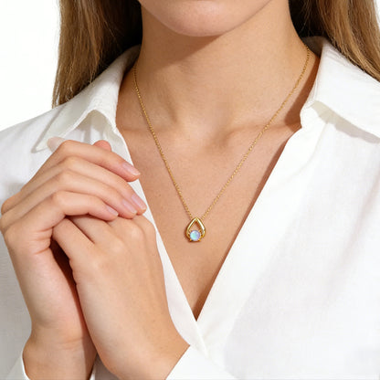 S925 New Beginnings Triangle Moonstone Necklace