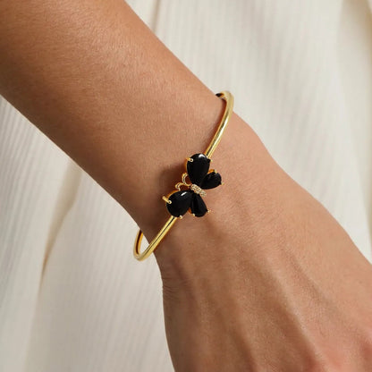 For memorial-Crystal Butterfly Open Bracelet