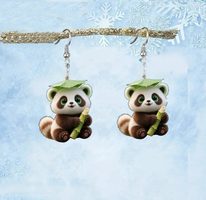 Christmas Panda Earrings