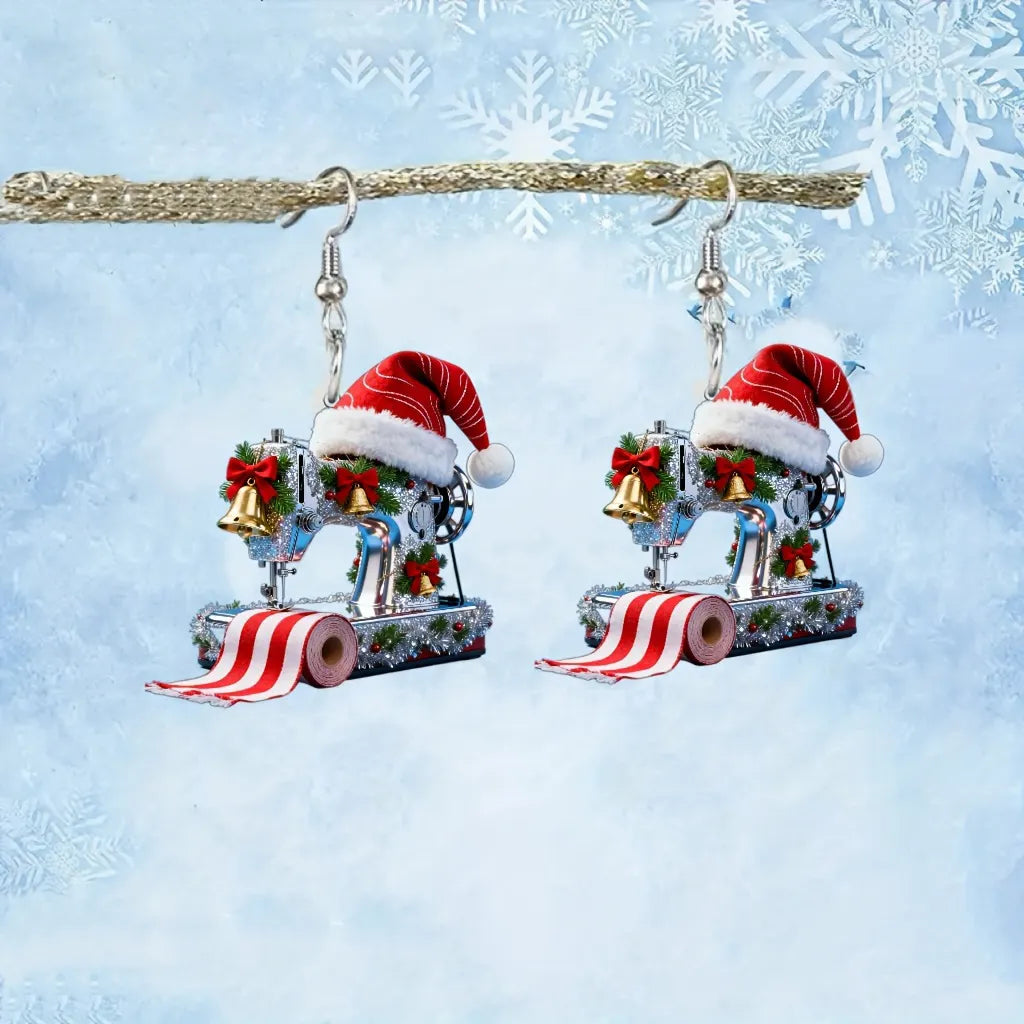 Christmas Sewing Machine Earrings