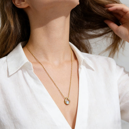 S925 New Beginnings Triangle Moonstone Necklace