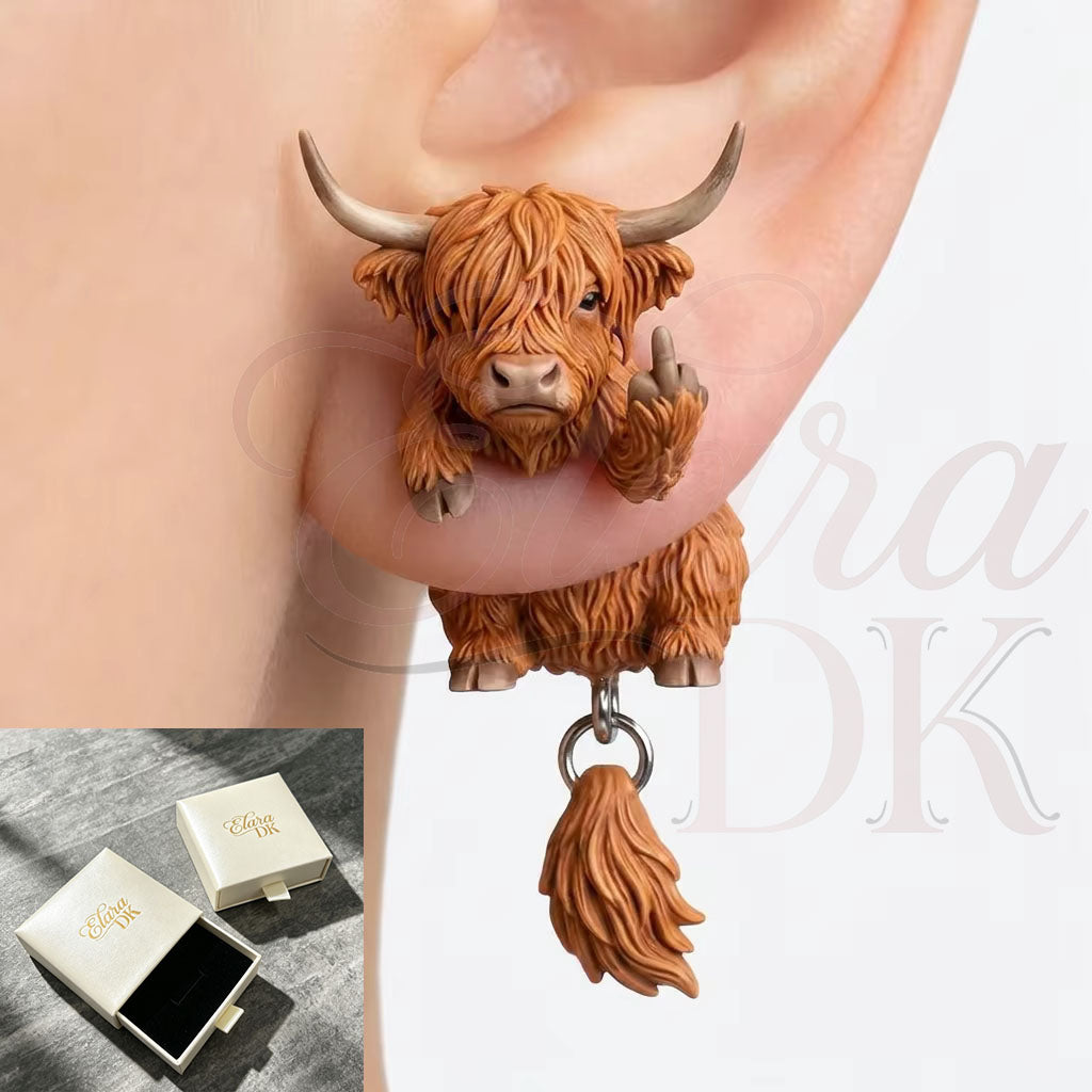 Highland Cattle Middle Finger Earring