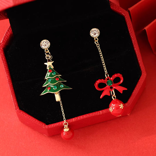 Asymmetric Christmas Tree Earrings