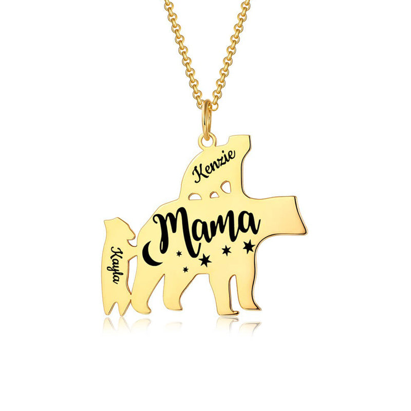 Custom 1-8 names Personalized Mama Bear Necklace for Mom
