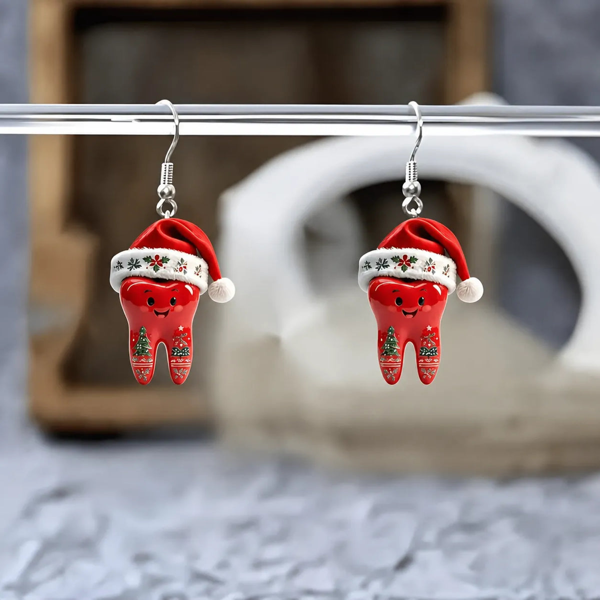 Christmas Santa Tooth Dangle Earrings