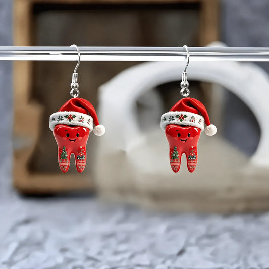 Christmas Santa Tooth Dangle Earrings