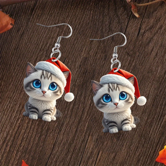 Christmas Cat Earrings