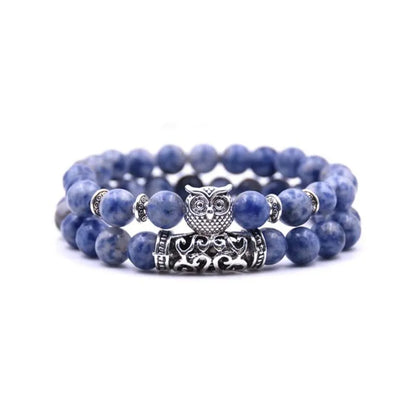 Lucky Owl Charm Natural Stone Bracelet