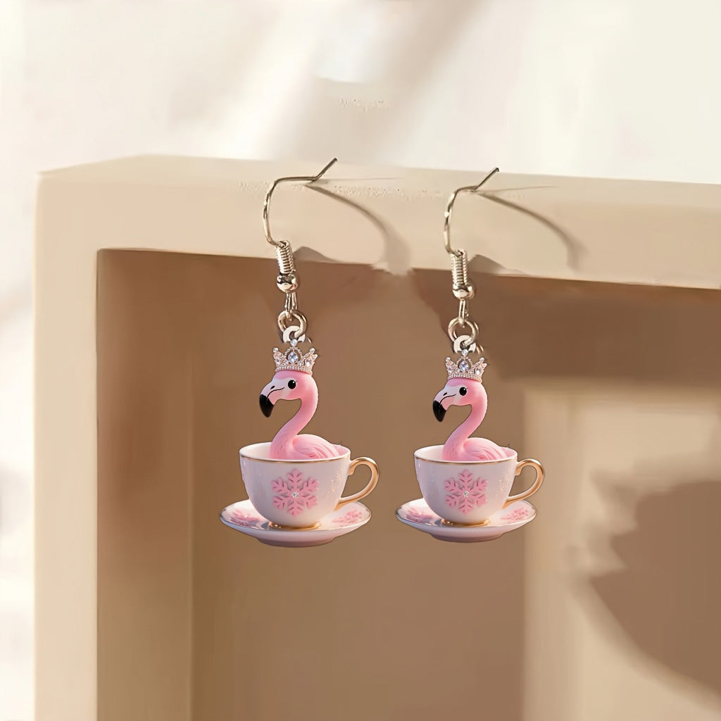 Christmas Unique Acrylic Flamingo Design Earrings