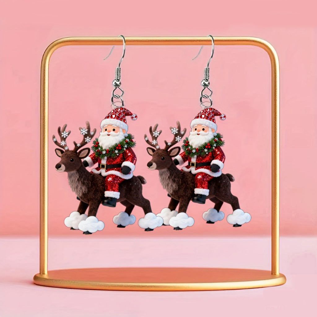 Christmas Santa Claus Riding Reindeer Darrings