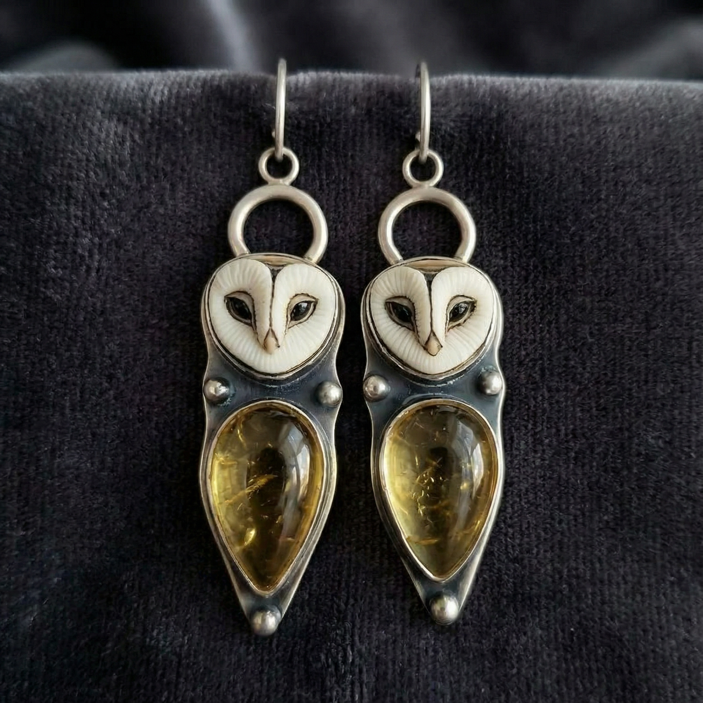 Moonlight Stone Owl Earrings