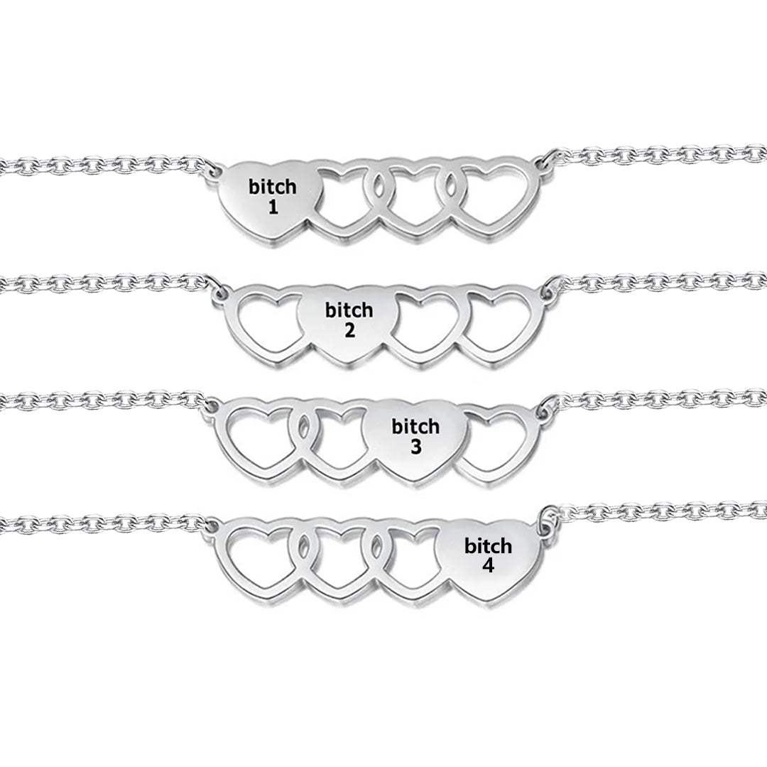 For Friend - You're My Favorite Bitch Heart Set Bracelet