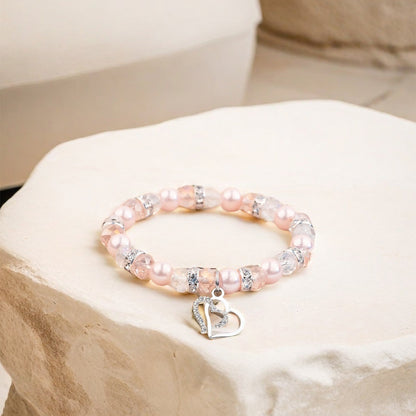 For Granddaughter- We Forever Link Together Pendant Pearl Bracelet