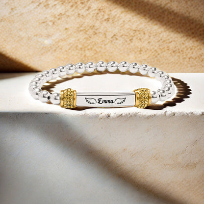 FOR MEMORIAL - In loving memory of my mom Custom Name Bead Stretch Bracelet
