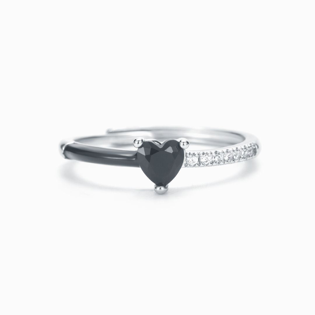 For Memorial - Black Ceramic Heart-shaped Ring