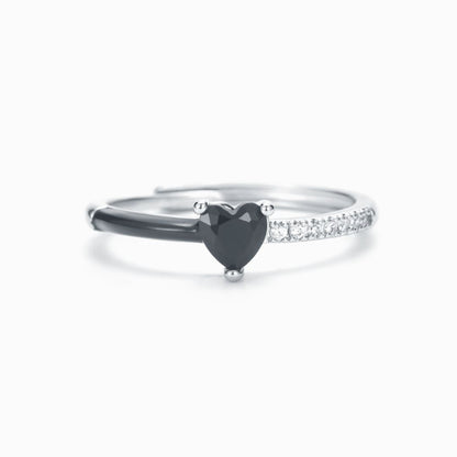 For Memorial - Black Ceramic Heart-shaped Ring