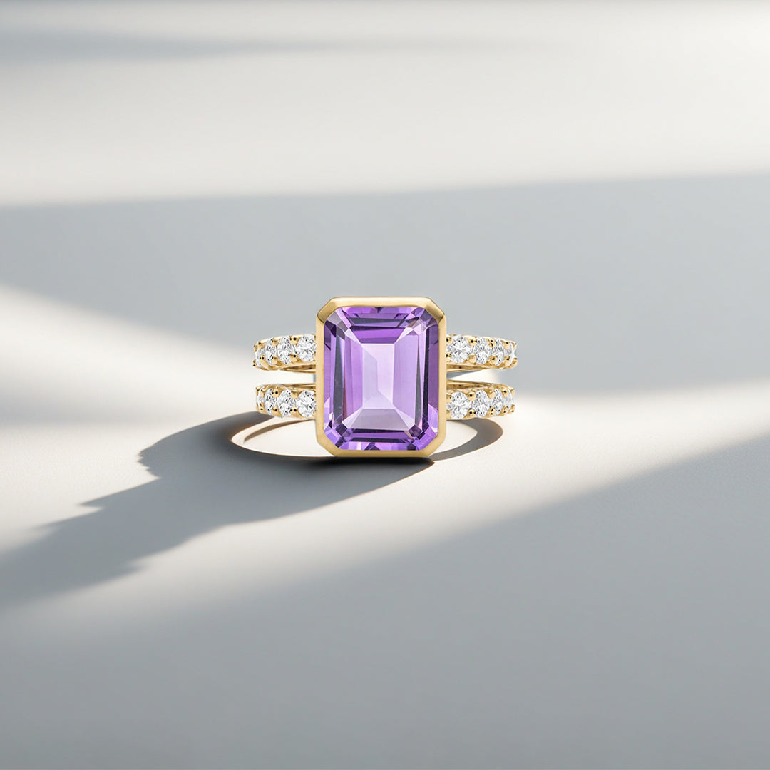 Alzheimer Dementia Awareness Amethyst Ring