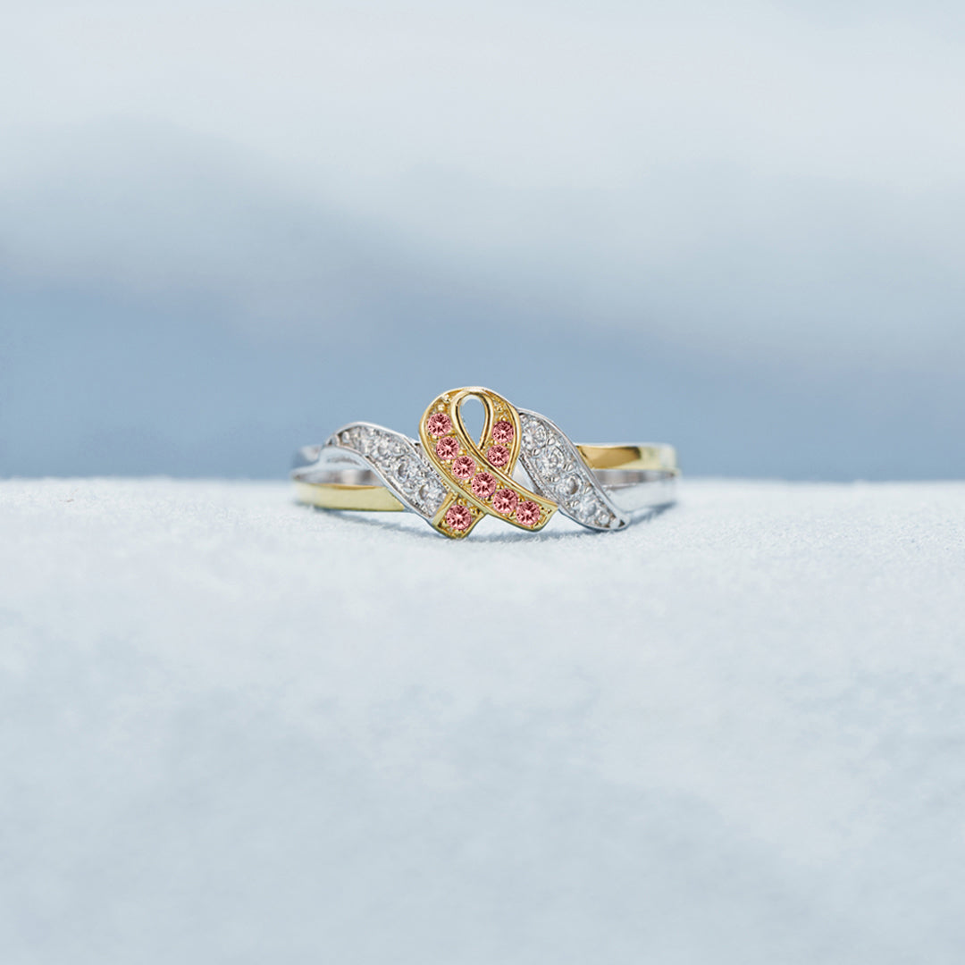 Pink ribbon ring to raise awareness of breast cancer